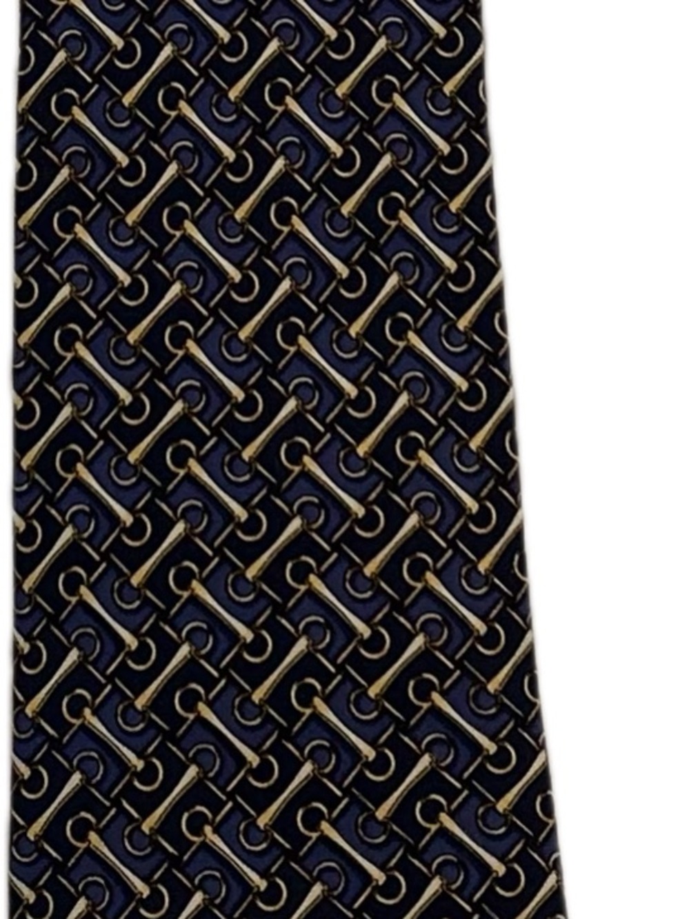 Lord & Taylor Navy Silk Tie with Horse Bit  Pattern, equestrian